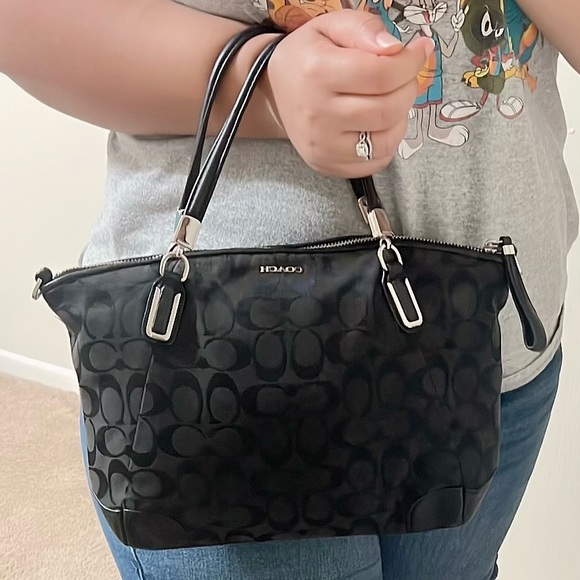 Coach mini shoulder bag purse Black Signature - Picture 2 of 16